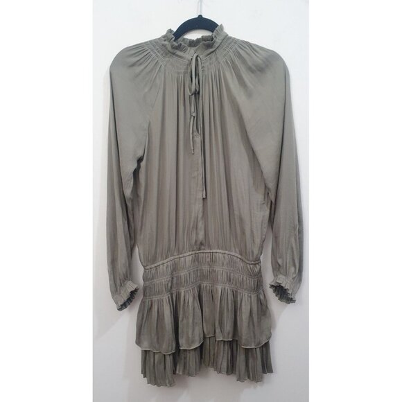 TaROO Aurelie Pleated Soft Mini Dress Olive Size S - Picture 5 of 14